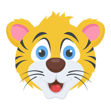 
A cute small tiger face or cub head
