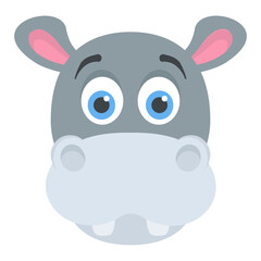 
A cute cartoon character rhinoceros head
