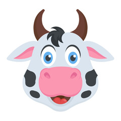 
A cute cow head with two horns
