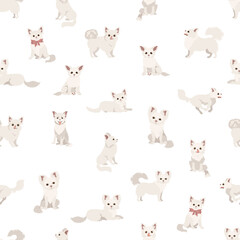 Chihuahua seamless pattern. Dog healthy silhouette and different poses background
