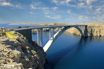 Bridge to the island of Pag. Pag is a Croatian island in the northern Adriatic Sea. It is the...