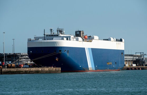 Southampton, England, UK. 2020.  A vehicle cargo vessel berthed in Port of Southampton, UK