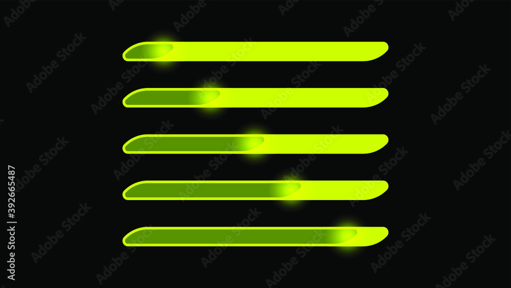 Poster set collection progress loading bar lighting glow vector design style