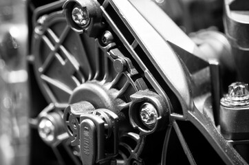 Internal combustion engine automotive, engine fragment close-up.
