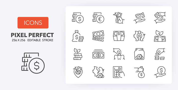 Money 3 Line Icons 256 X 256