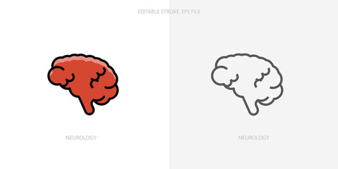 Neurology icon for your website, logo, app, UI, product print. Neurology concept flat Silhouette vector illustration icon. Editable stroke icons set