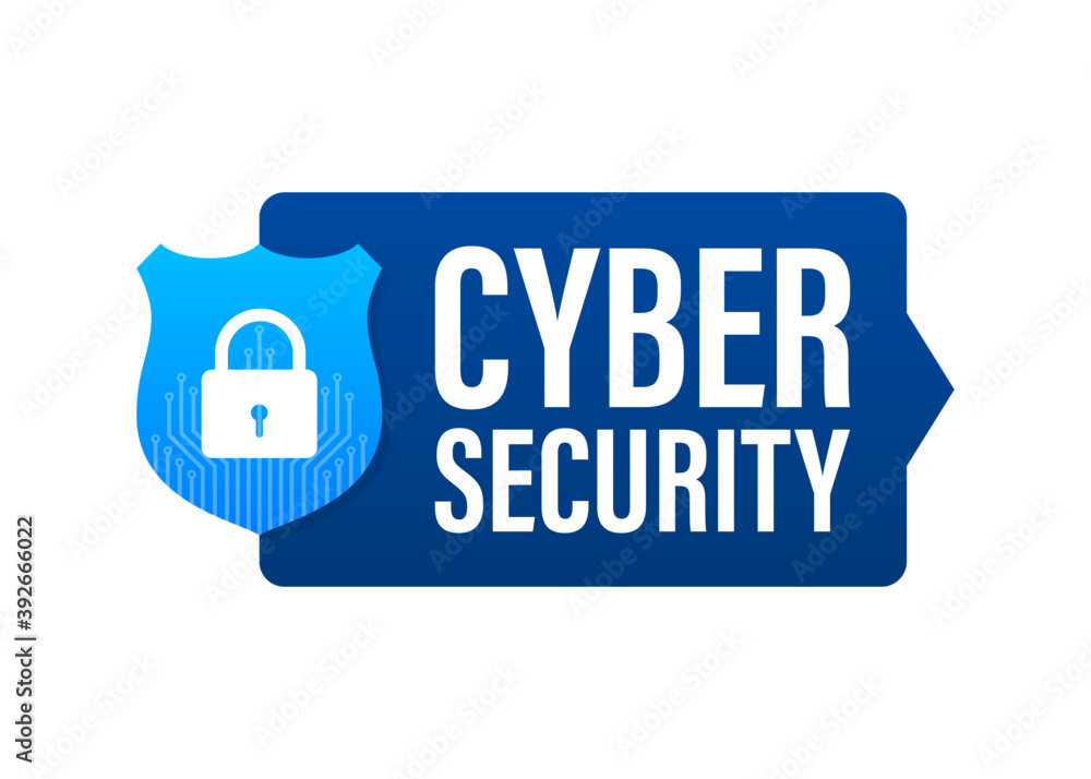 Poster cyber security vector logo with shield and check mark. security shield concept. internet security. v