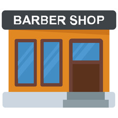  Flat icon design icon of a barber shop 