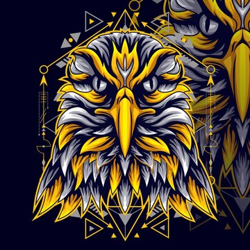 EAGLE HEAD FACE VECTOR GOLDEN
