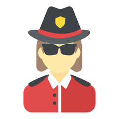 
This policewoman with blue hat, which features a gold badge or shield in the middle
