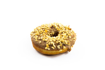 Caramel sweet donut on white isolated background