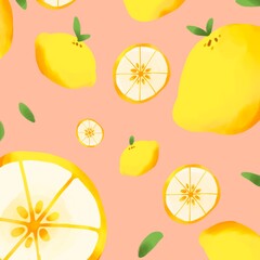 Lemon time (seamless pattern with fruits)