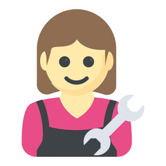 
Female with spanner showing concept of female mechanic
