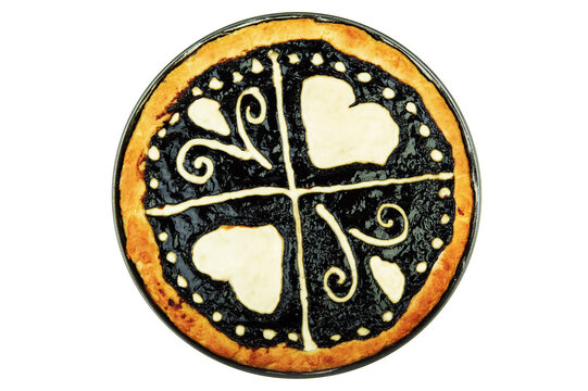 Czech traditional cake "kolac" on white