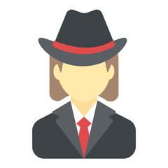 
Flat icon design of woman detective
