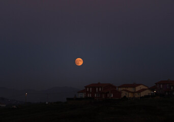 orange full moon on the sky