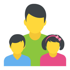 Naklejka premium A single parent, father with daughter and son 