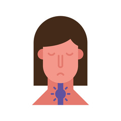 woman with sore throat covid19 symptom flat style icon
