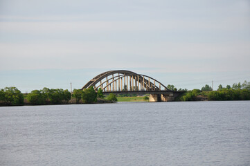 Naklejka premium Humpbacked bridge in Kalyazin. Russia