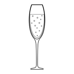 Simple illustration of a glass of champagne for Christmas holiday