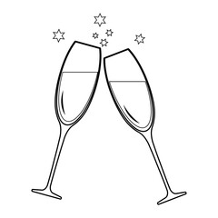 Simple illustration of a glass of champagne for Christmas holiday