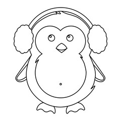 Simple illustration of cute winter penguin for Christmas holiday