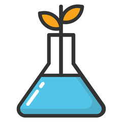 
A glass chemical flask for laboratory, botanical experiment
