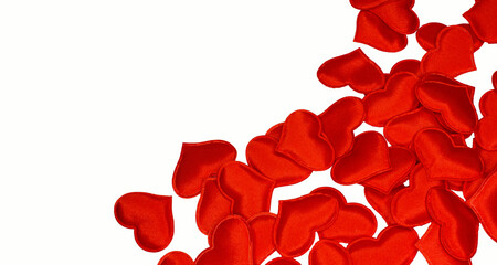red hearts on a white and black background. space for text