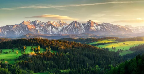 Wall murals Tatra Mountains Beautiful spring sunset over Tatra mountains in Poland