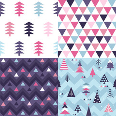 Obraz premium Winter christmas vector seamless patterns
