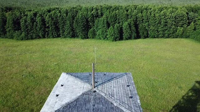 Drone footage of a tower stairs