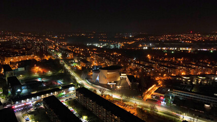 Fototapeta na wymiar Nowa Huta nocą z drona