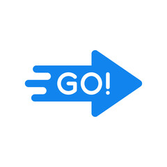 blue arrow icon with go word like action