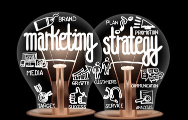 Light Bulbs with Marketing Strategy Concept