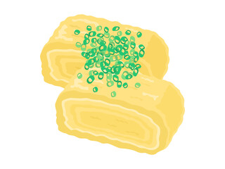 ネギをのせた卵焼きのイラスト Background Wall Mural Backgrou R Design