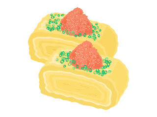 ネギをのせた卵焼きのイラスト Background Wall Mural Backgrou R Design