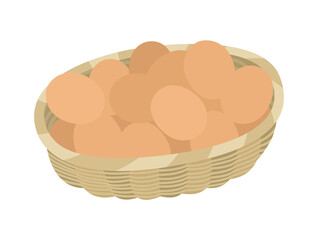 バスケットに入った赤卵のイラスト