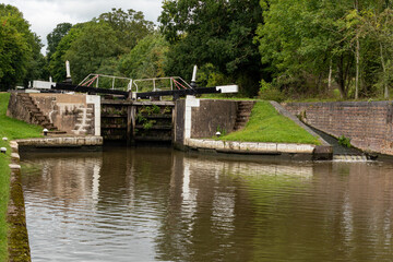 Fototapeta premium A closed lock and its overflow river