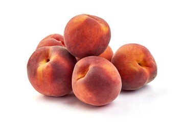Fresh peaches, isolated on white background
