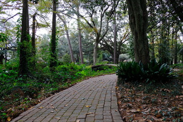 brick walkway garden bridge scenic lafayette, la