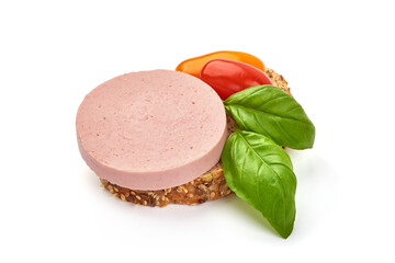 Boiled Sausage sandwich, isolated on white background