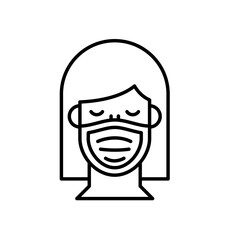 woman using face mask line style icon