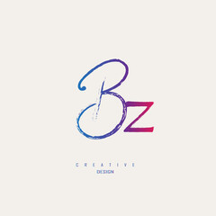 logo bz, zb in pink combined with blue and brush strokes, a symbol of beauty and women