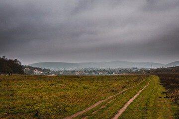Autumn landscape views of Buda Hills in Budapest