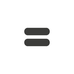 Black icon of equal on white background, equivalent vector