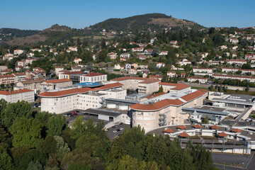 Fototapeta na wymiar View on the town and public hospital of Le Puy en Velay in France in Europe