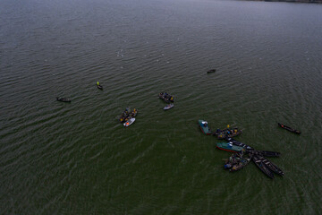 Fishing boats, floating the calm waters and going for fishing