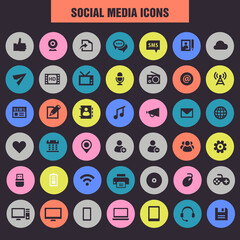 Trendy flat design big Social Media icons set