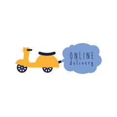 onflat delivery lettering campaign in motorcycle flat style
