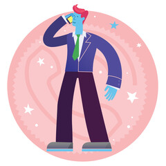 Vector concept cartoon character illustration of a businessman calling on his phone
